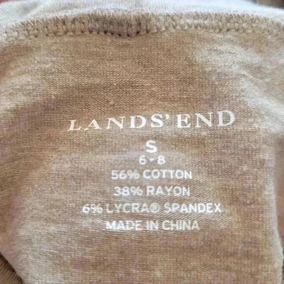 Lands' End Women's Sable Tan Cotton/Rayon Turtleneck Sweater w Cuff Buttons - Picture 4 of 9